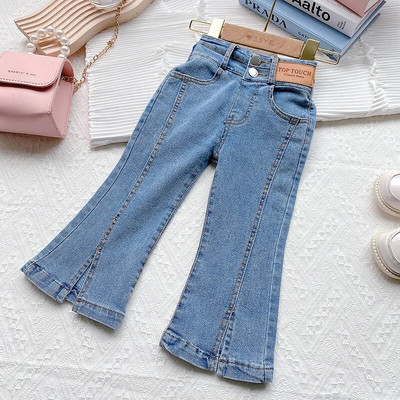 Vaikiškos mados džinsai kelnės 2023 m. rudenį Nauji produktai Mergaičių Retro laisvalaikio kelnės Little Girl Party Street Style Pure Cotton Jeans
