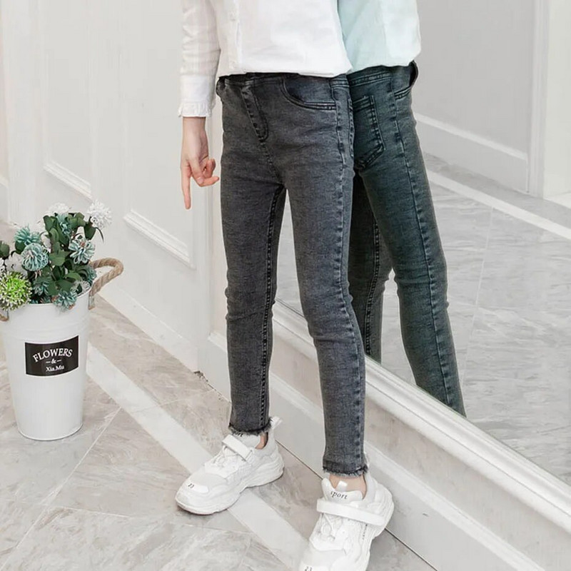 Džinsi Meitene Pavasaris Rudens Meitene Slim Džinsi Bērni Vienkrāsaini Bērnu Džinsi Ikdienas stila Bērnu Džinsi Apģērbi