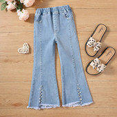 Meiteņu bikses 2023. gada pavasarī un rudenī, jauni, korejiešu elastīgi elastīgi džinsi bērniem