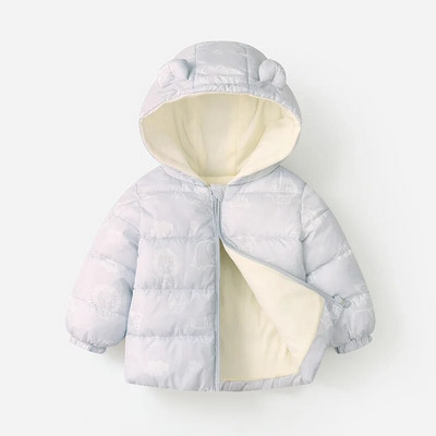 Jaunas jakas ar kapuci meitenēm ziemas karikatūras apdrukas mēteļi rāvējslēdzēja jaka bērniem biezi silti apģērbi mēteļi zēnu virsdrēbes