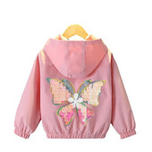 Meiteņu jaka ar garām piedurknēm Mētelis ar vizuļiem ar tauriņu apdruku pavasara rudens bērnu virsdrēbes 2021. gads. Jaunas meiteņu ikdienas jakas drēbes