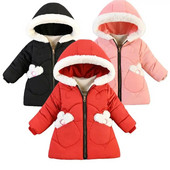 Meitenes Jakas Bērni Biezs Silts Mētelis Bērnu Mode Virsdrēbes Zīdaiņiem Meiteņu Kokvilnas Apģērbi Rudens Ziemas Kažokādas Apkakles Mēteļi ar kapuci