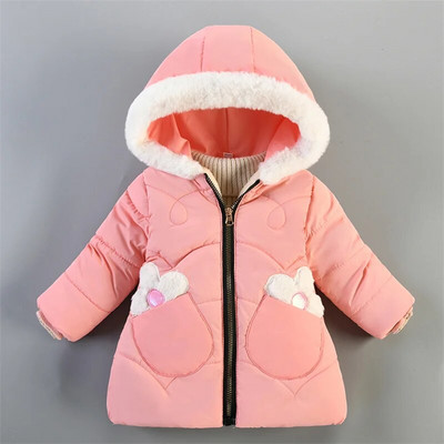 Meitenes Jakas Bērni Biezs Silts Mētelis Bērnu Mode Virsdrēbes Zīdaiņiem Meiteņu Kokvilnas Apģērbi Rudens Ziemas Kažokādas Apkakles Mēteļi ar kapuci