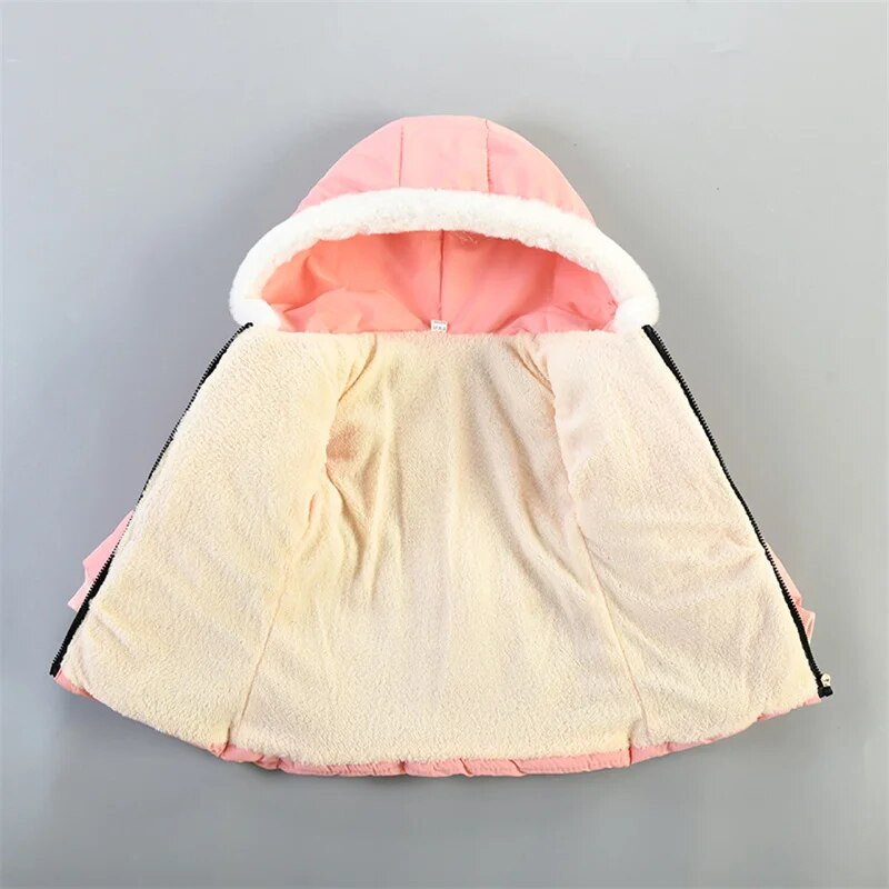 Meitenes Jakas Bērni Biezs Silts Mētelis Bērnu Mode Virsdrēbes Zīdaiņiem Meiteņu Kokvilnas Apģērbi Rudens Ziemas Kažokādas Apkakles Mēteļi ar kapuci