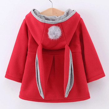 Пролет Есен Бебешки якета за момичета Памучни зимни връхни дрехи със заешки уши Детски палта с качулка 1 2 3 4 5 годишни дрехи за малки деца