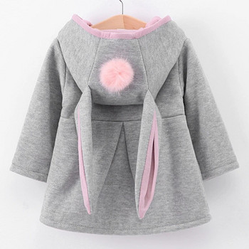 Пролет Есен Бебешки якета за момичета Памучни зимни връхни дрехи със заешки уши Детски палта с качулка 1 2 3 4 5 годишни дрехи за малки деца