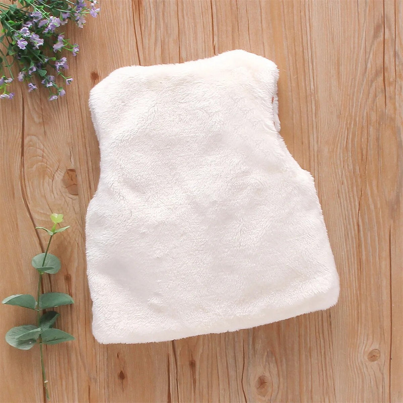 Rudens un ziemas meiteņu kažokādas veste, salda ziedu izšuvumi bez piedurknēm, silts modes mētelis 0–3 gadus vecs sieviešu apģērba tops