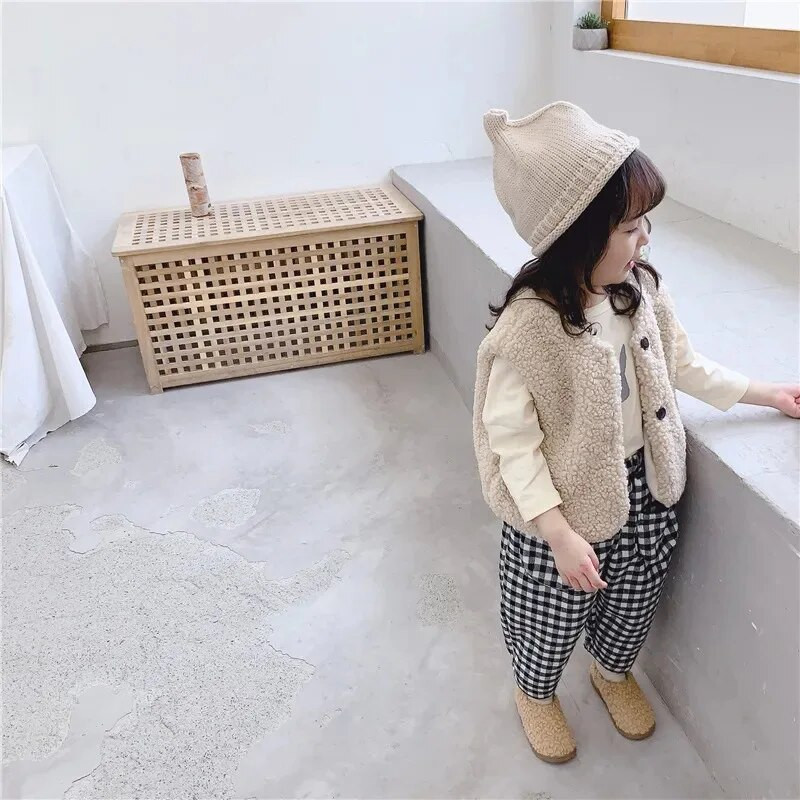 Rudens ziema Baby Plus samta veste meitenēm zēniem plīša veste ar vienrindu V kaklu bērnam silts modes silts rotaļu matu mētelis