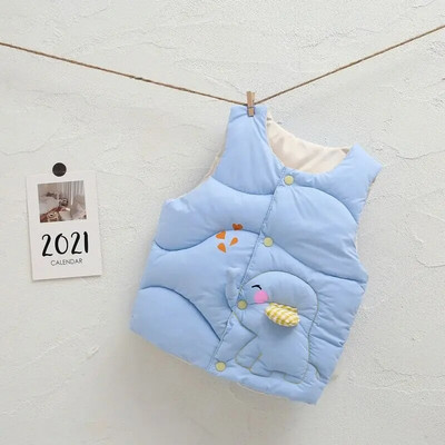 Őszi Téli Lányok Mellények Gyermek pamut meleg kabát Baby Boy Dinoszaurusz Kapucnis Mellény Gyerek Rajzfilm Aranyos Felsőruházat Ruházat