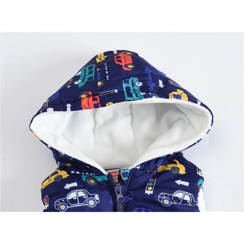 Őszi Téli Lányok Mellények Gyermek pamut meleg kabát Baby Boy Dinoszaurusz Kapucnis Mellény Gyerek Rajzfilm Aranyos Felsőruházat Ruházat