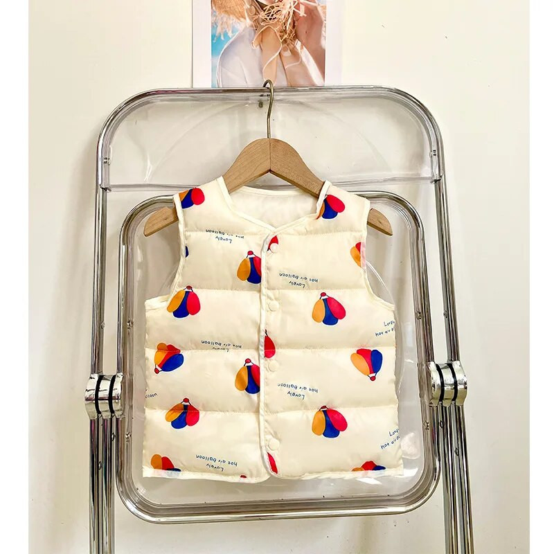 2022. g. Jaunas bērnu vestes, siltas vestes, rudens mazuļi, zēni, meitenes, apdrukātas veste bērniem, bez piedurknēm, kokvilnas jaka mēteļi 2–6 gadiem