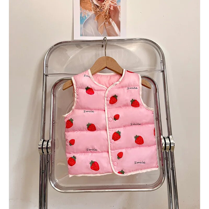 2022. g. Jaunas bērnu vestes, siltas vestes, rudens mazuļi, zēni, meitenes, apdrukātas veste bērniem, bez piedurknēm, kokvilnas jaka mēteļi 2–6 gadiem