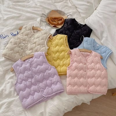 Toamnă Iarnă Copii Băieți Fete Vestă caldă Veste căptușite din bumbac solid pentru copii Copii Îmbrăcăminte exterioară fără mâneci îngroșate 2-7 ani