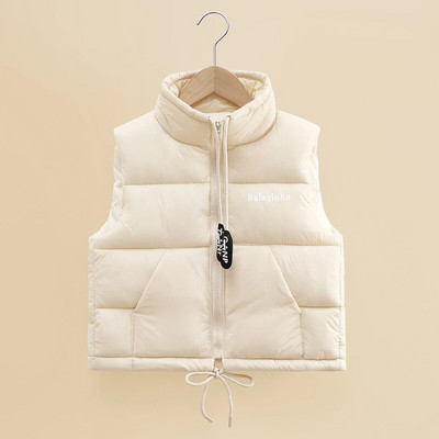 Vaikiška liemenė Striukė paltas raidėmis traukiamas užtrauktukas be rankovių šilti berniuko mergaičių viršutiniai drabužiai 2023 m. rudens žiema paauglių vaikiška liemenė