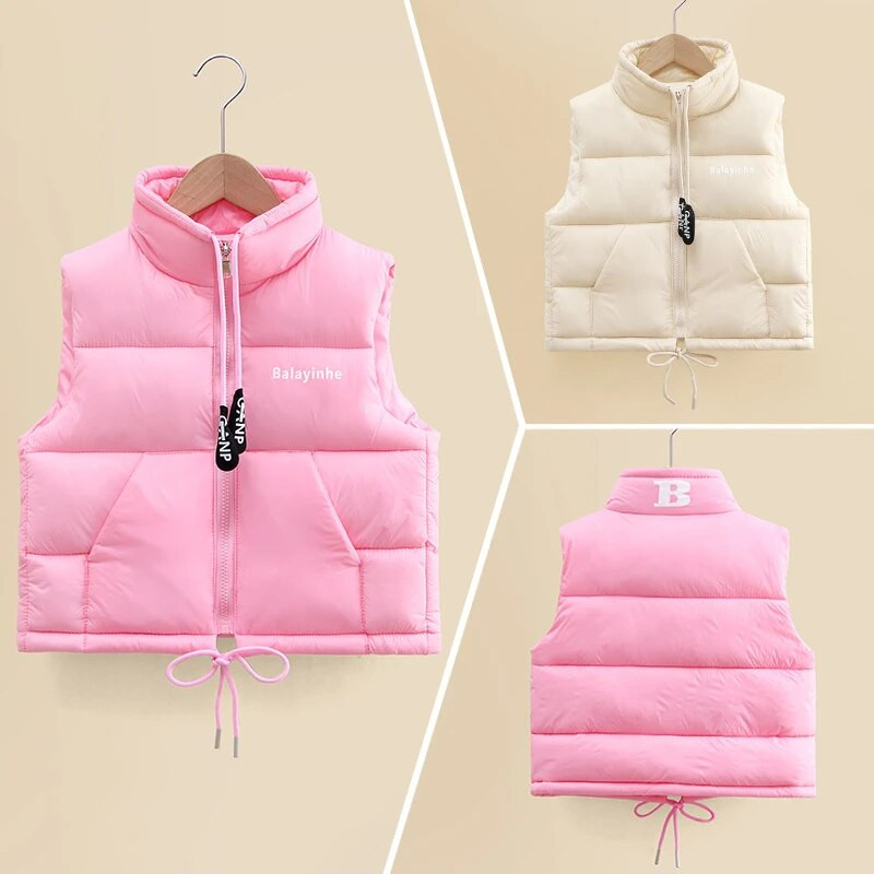 Vaikiška liemenė Striukė paltas raidėmis traukiamas užtrauktukas be rankovių šilti berniuko mergaičių viršutiniai drabužiai 2023 m. rudens žiema paauglių vaikiška liemenė