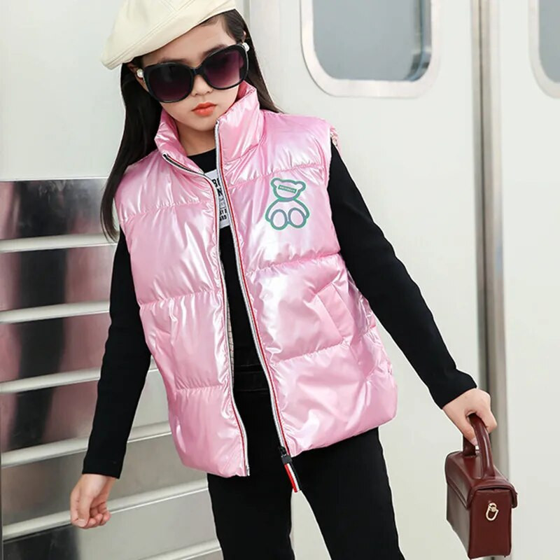 Meiteņu zēni Bērnu bērnu dūnu veste veste 2023 Bear Warm Plus bieza ziemas rudens jaka Bērnu apģērbi