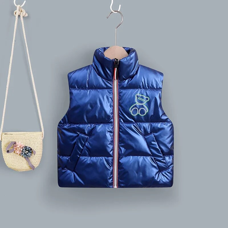 Meiteņu zēni Bērnu bērnu dūnu veste veste 2023 Bear Warm Plus bieza ziemas rudens jaka Bērnu apģērbi