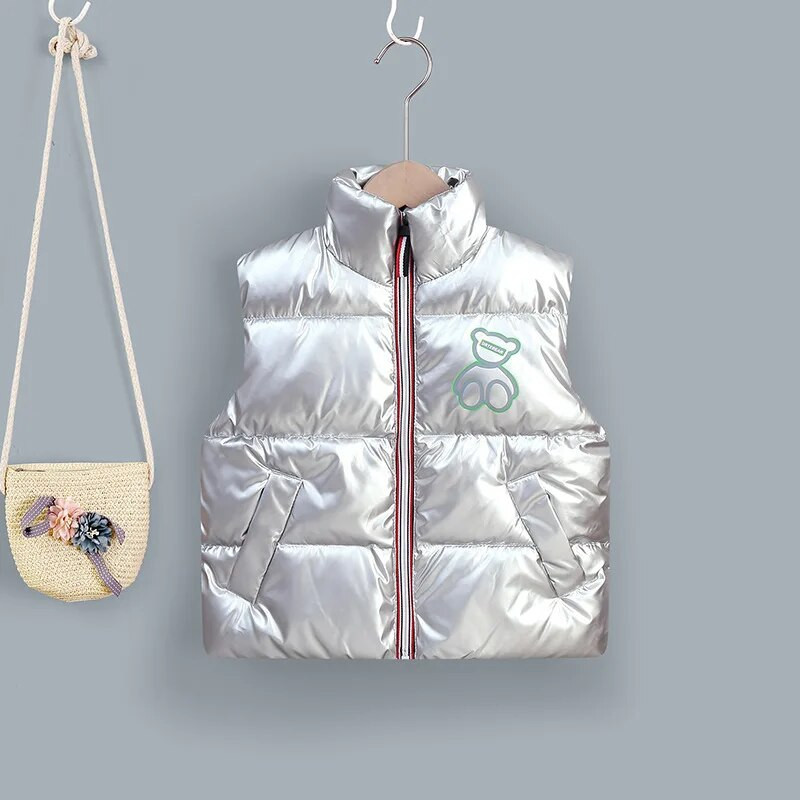 Meiteņu zēni Bērnu bērnu dūnu veste veste 2023 Bear Warm Plus bieza ziemas rudens jaka Bērnu apģērbi