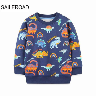 SAILEROAD Pavasara jauni zēni 2-7 gadi Apģērbi Kokvilnas Virsdrēbes Multfilmas Dinozauri Bērnu Topi Meitenes Bērniem Mazu bērnu kapuciņi Džemperi