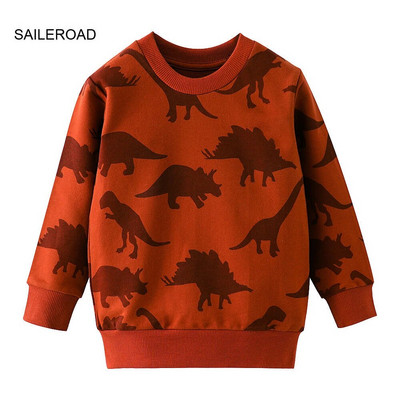 SAILEROAD Pavasara jauni zēni 2-7 gadi Apģērbi Kokvilnas Virsdrēbes Multfilmas Dinozauri Bērnu Topi Meitenes Bērniem Mazu bērnu kapuciņi Džemperi