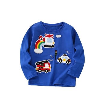 Jumping Meters 2-7T Boys T shirts Αυτοκίνητα Κέντημα Hot Selling Παιδικά Ρούχα Μακρυμάνικα Φθινοπωρινά ανοιξιάτικα μπλούζες