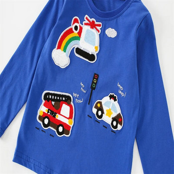 Jumping Meters 2-7T Boys T shirts Αυτοκίνητα Κέντημα Hot Selling Παιδικά Ρούχα Μακρυμάνικα Φθινοπωρινά ανοιξιάτικα μπλούζες