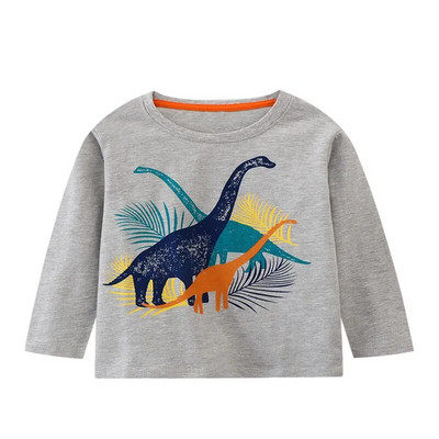 Jumping Meters 2-7T Zēni T krekli Automašīnas Izšuvumi Karsti Pārdodu Bērnu Apģērbi Garām piedurknēm Rudens pavasara blūzes