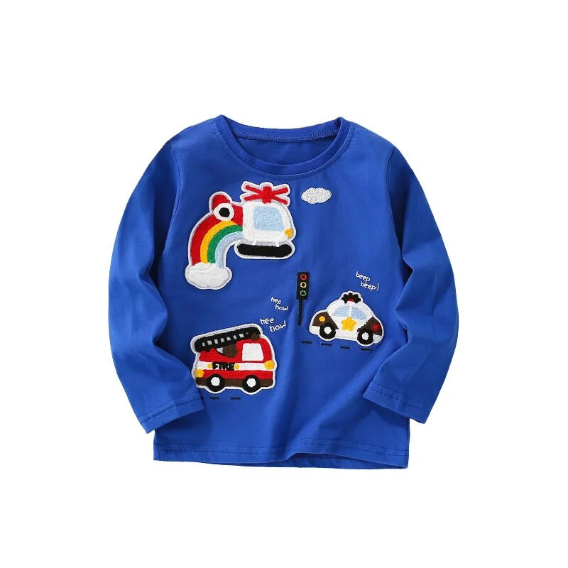 Jumping Meters 2-7T Zēni T krekli Automašīnas Izšuvumi Karsti Pārdodu Bērnu Apģērbi Garām piedurknēm Rudens pavasara blūzes