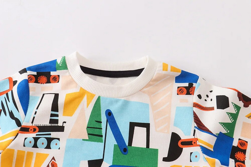 Rudens zēnu sporta krekls bērniem multfilmu topi ar apaļu kaklu.