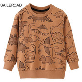 SAILEROAD Tavaszi új fiúk 2-7 éves korig Ruhák Pamut Felsőruházat Rajzfilm Dinoszaurusz Baba Felsők Lányok Gyerekek Tipegő Pulcsi Pulóverek