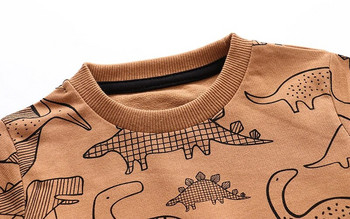 SAILEROAD Пролетни нови дрехи за момчета 2-7 години Памучни връхни дрехи Бебешки горнища с анимационни динозаври Момичета Деца Прохождащи деца Суичъри с качулка
