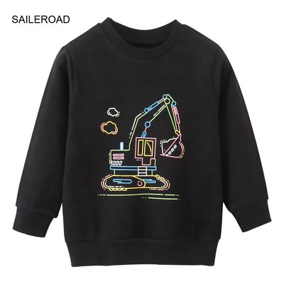 SAILEROAD Pavasara zēni 2-7 gadi Apģērbi Kokvilnas Virsdrēbes Karikatūras Ekskavatori Bērnu Topi Meitenes Bērniem Mazu bērnu kapucis Džemperi