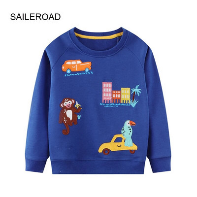 SAILEROAD Pavasara zēni 2-7 gadi Apģērbi Kokvilnas Virsdrēbes Karikatūras Ekskavatori Bērnu Topi Meitenes Bērniem Mazu bērnu kapucis Džemperi