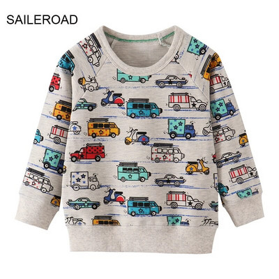 SAILEROAD Pavasara zēni 2-7 gadi Apģērbi Kokvilnas Virsdrēbes Karikatūras Ekskavatori Bērnu Topi Meitenes Bērniem Mazu bērnu kapucis Džemperi