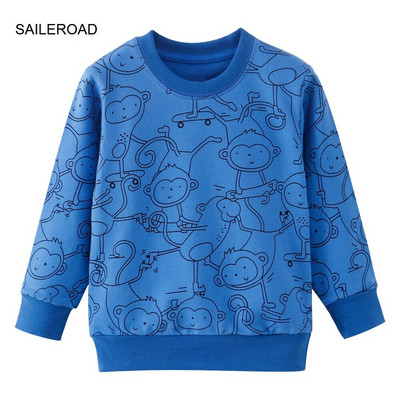 SAILEROAD Pavasara zēni 2-7 gadi Apģērbi Kokvilnas Virsdrēbes Karikatūras Ekskavatori Bērnu Topi Meitenes Bērniem Mazu bērnu kapucis Džemperi