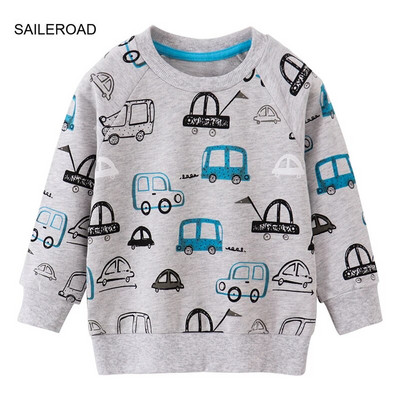 SAILEROAD Pavasara zēni 2-7 gadi Apģērbi Kokvilnas Virsdrēbes Karikatūras Ekskavatori Bērnu Topi Meitenes Bērniem Mazu bērnu kapucis Džemperi
