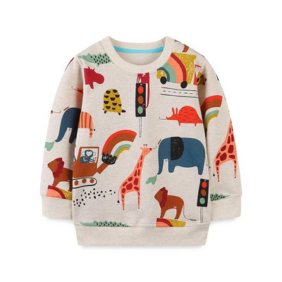 Bērnu kapuces Ziemassvētku Jaunais gads Apģērbs Meiteņu Ziemassvētku vecītis Apdruka Ikdienas Tops Pavasaris Rudens Kokvilnas džemperis ar garām piedurknēm