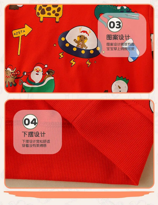 Bērnu kapuces Ziemassvētku Jaunais gads Apģērbs Meiteņu Ziemassvētku vecītis Apdruka Ikdienas Tops Pavasaris Rudens Kokvilnas džemperis ar garām piedurknēm