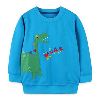Zēniem meiteņu rudens karikatūra Dinozauru apdruka Hoodies Pulovers Korejas versija Bērnu Mode Apakšējā krekls Bērnu apģērbi