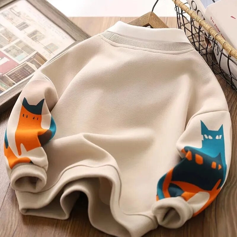 Fiúk rajzfilm pulóverek 2023 Új, nagy gyerekgallér Sport felsők hosszú ujjú pulóverek gyerekeknek tavasz ősz 6 8 10 12 14 év