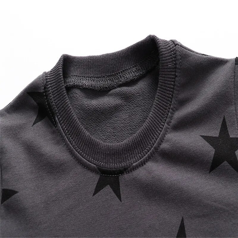 Lēcieni metri Rudens ziema Bērnu džemperi ar zvaigznēm Drukāt Karsti Pārdod Zēni Krekli ar kapuci Bērnu apģērbi Topi