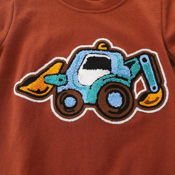 Παιδική μπλούζα για αγόρια για ανοιξιάτικες μακρυμάνικες κουκούλες εκσκαφέας μοτίβο βαμβακερό φθινόπωρο Παιδικές κουκούλες για αγόρια Βρεφικά ρούχα για αγόρι