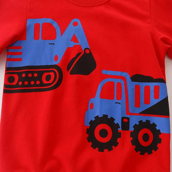 Παιδική μπλούζα για αγόρια για ανοιξιάτικες μακρυμάνικες κουκούλες εκσκαφέας μοτίβο βαμβακερό φθινόπωρο Παιδικές κουκούλες για αγόρια Βρεφικά ρούχα για αγόρι