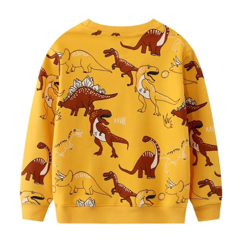 Jumping Meters Zīdaiņu džemperi ar garām piedurknēm 2-7T Bērnu apģērbiem Karsti Pārdodu dinozauru aplikācijas Zēnu meiteņu krekli Topi