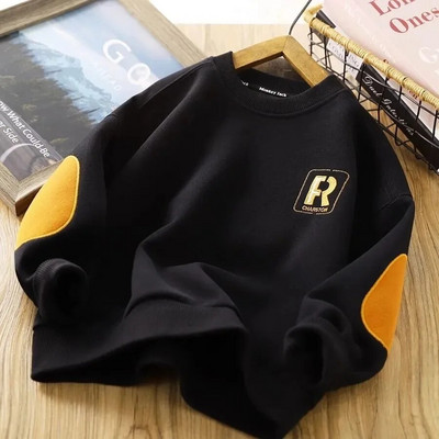 Zēnu sporta krekls Kokvilnas džemperis pusaudžiem ar burtiem apdrukāts bērnu džemperis 2023. gada rudens vīns bērniem virsdrēbes bērnu apģērbi