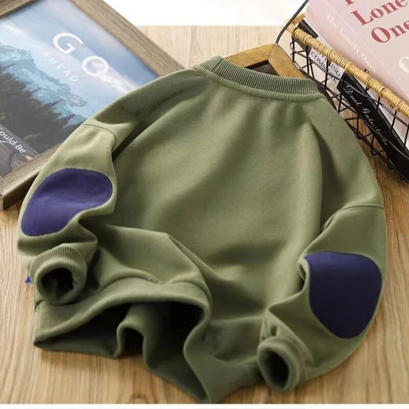 Zēnu sporta krekls Kokvilnas džemperis pusaudžiem ar burtiem apdrukāts bērnu džemperis 2023. gada rudens vīns bērniem virsdrēbes bērnu apģērbi