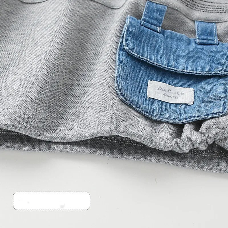 2023. gada pavasara rudens mode 2 3 4 5 6 7 8 10 gadi, bērni, melni pelēki džinsa kabatas krāsas jaukts džemperis bērniem, zēniem