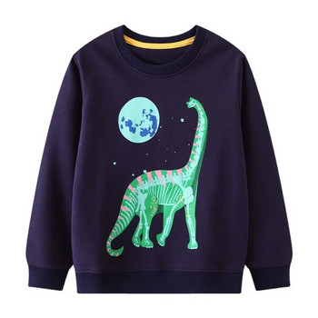 SAILEROAD 2022 Есенни дрехи за момчета 2-7 години Памучно връхно облекло Анимационни светещи динозаври Горнища Детски суичъри с качулка за малки деца