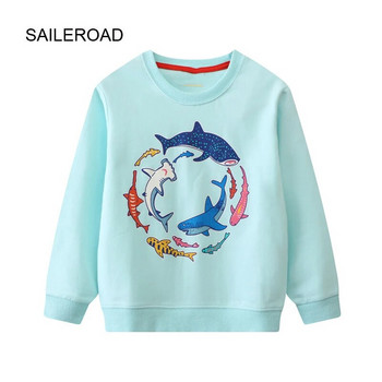 SAILEROAD 2023 Παιδικά Ρούχα Αγόρια Φθινοπωρινά καινούργια βαμβακερά εξωτερικά ενδύματα κινουμένων σχεδίων Luminous Whales Baby μπλουζάκια Φούτερ για νήπια Φούτερ