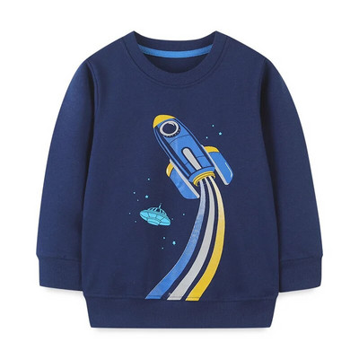 Őszi fiú hosszú ujjú gyerek pulóver tavaszi gyerek tréningruha fiú pulóver rakéta mintás fiú sport pulóver
